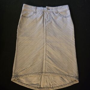 Armani Exchange Black and White Striped High Low Skirt